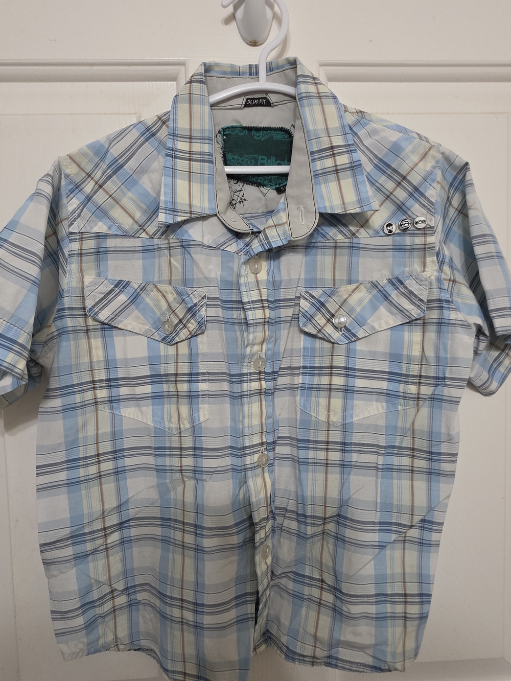 Billabong Light Blue & White Plaid Button-Down Shirt